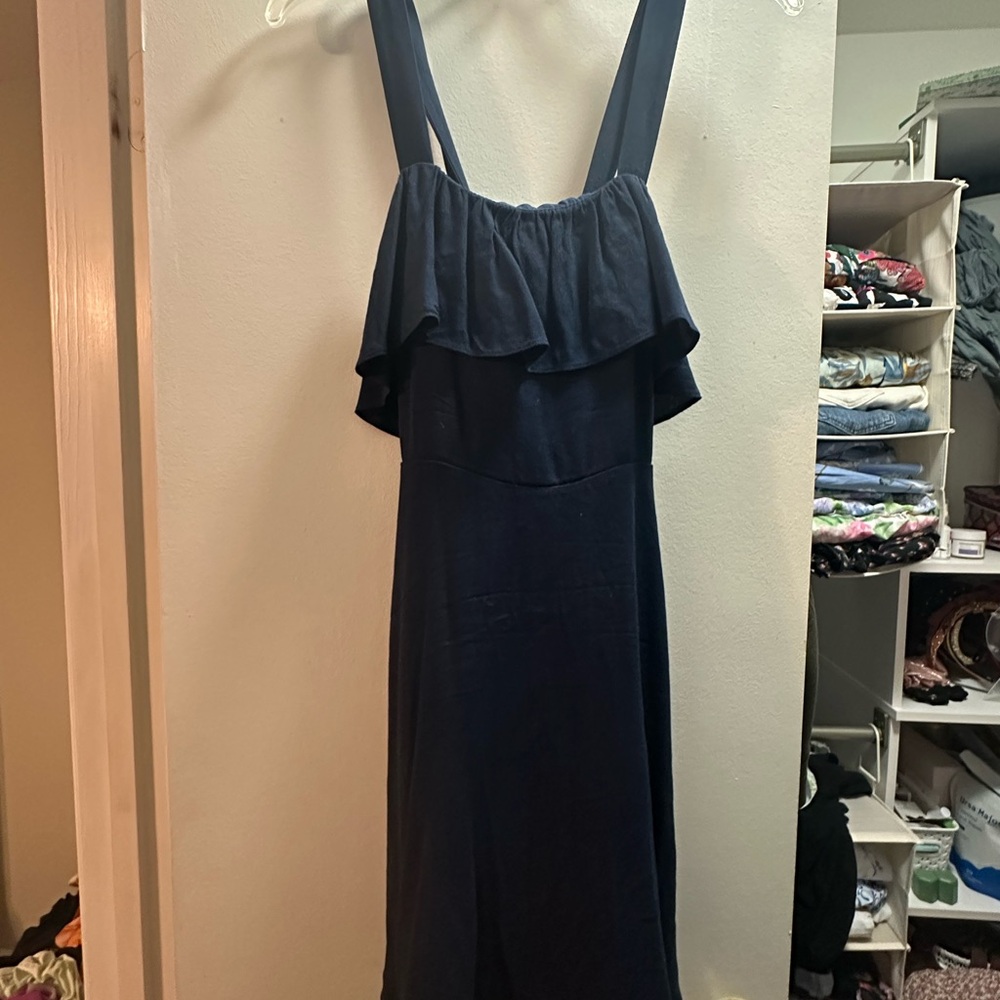 Madewell Navy Ruffle Mini Dress - Picture 5 of 7